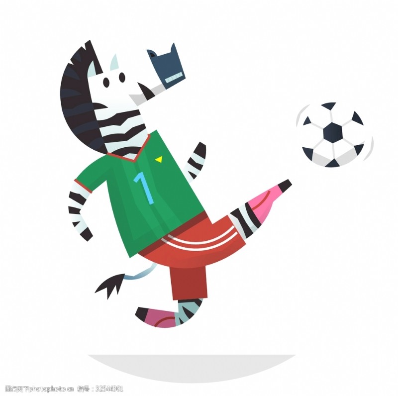 马球运动员插画斑马足球运动员卡通形象