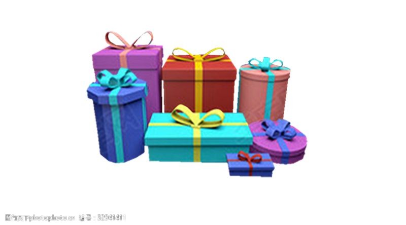 彩色的礼盒彩色形状不同的礼品盒