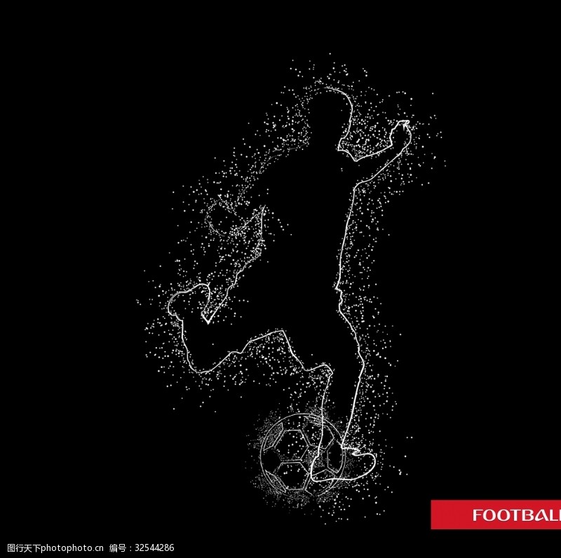 抽象运动图形点阵人物踢足球科技感元素