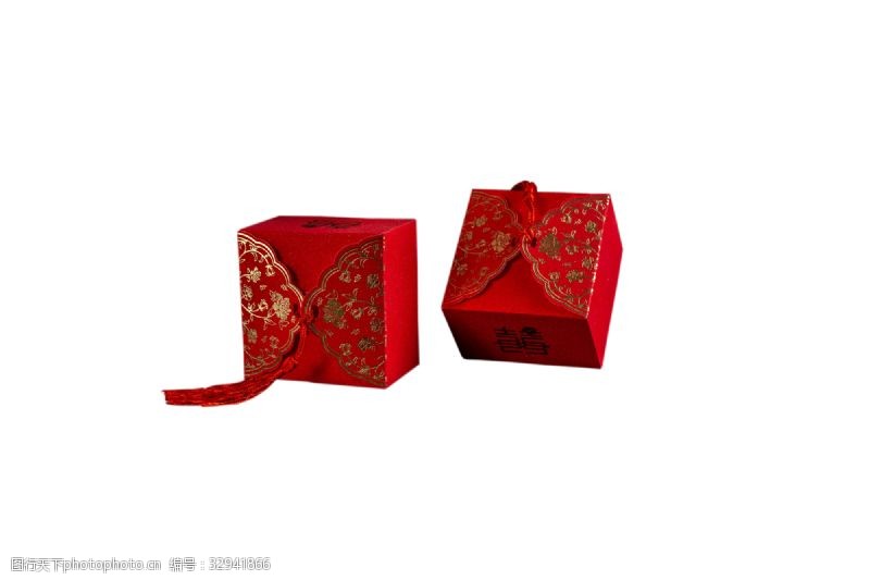 红色手提袋两个红色方形过节美礼盒png素材
