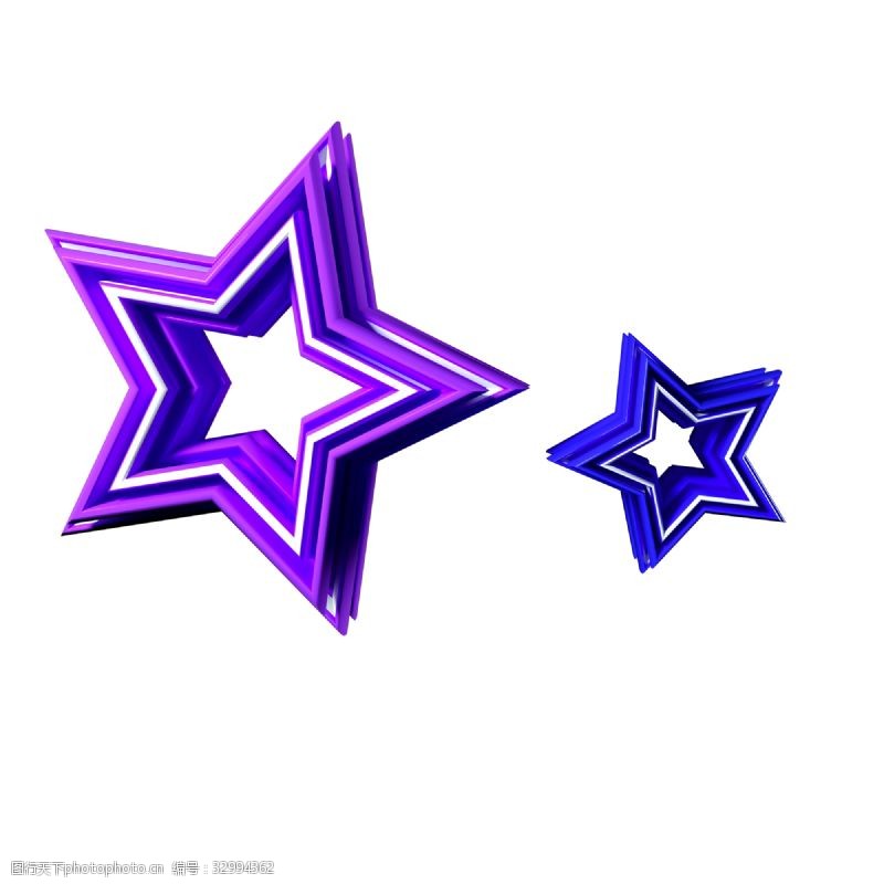 3d角色C4D紫色立体五角星免扣
