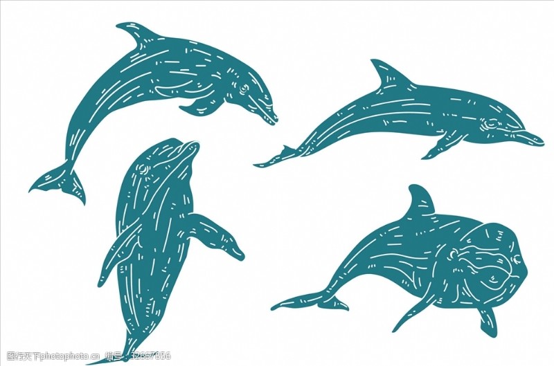宠物剪影矢量海豚集合