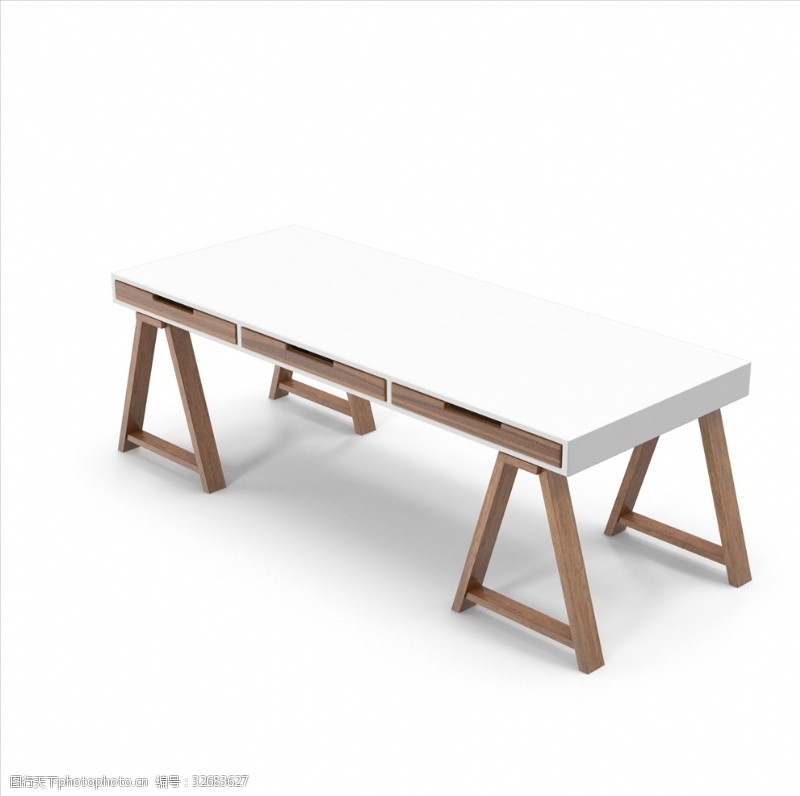 实木电脑桌3D桌子模型