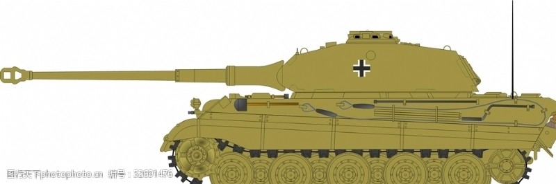 虎王虎II坦克矢量侧视图