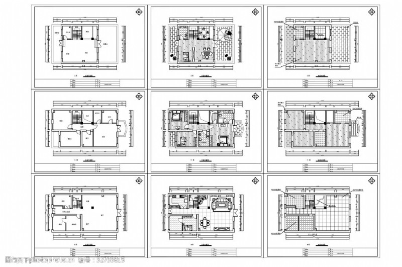 别墅平面方案别墅户型欧式风格CAD施工图纸