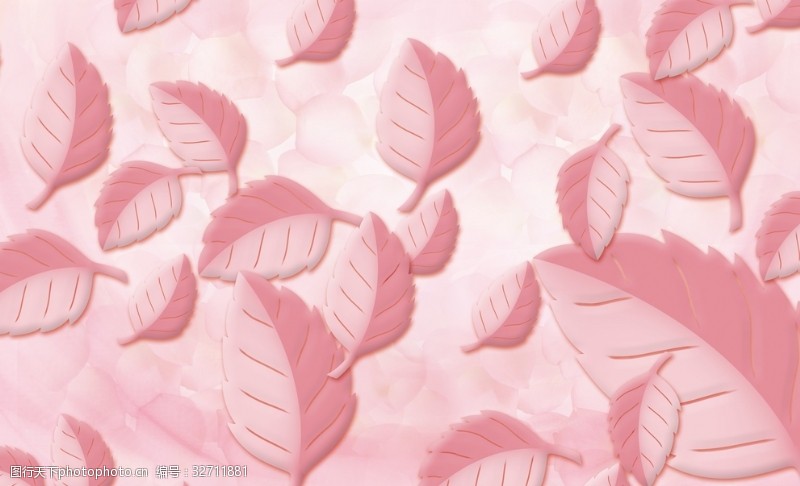 童话树叶粉色背景立体背景墙壁画