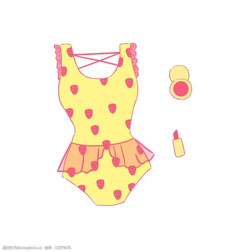 夏季连体泳衣夏季游泳衣黄色可爱性感连体泳衣免扣PNG