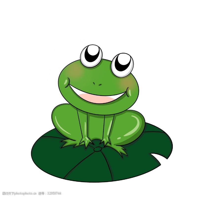 绿色青蛙夏天青蛙绿色池塘手绘免抠素材