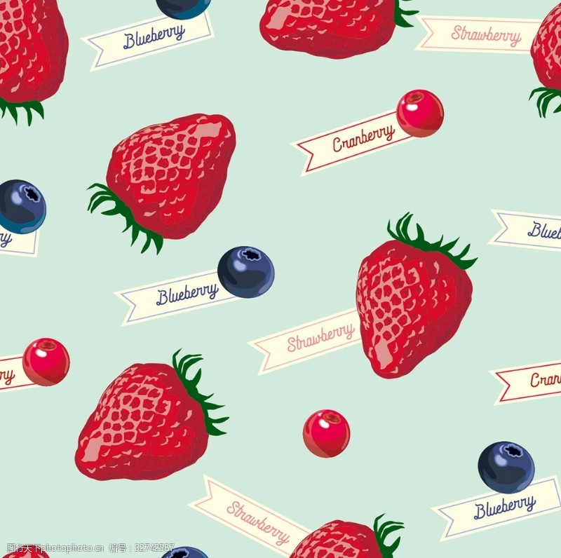 方格草莓蓝莓平铺图