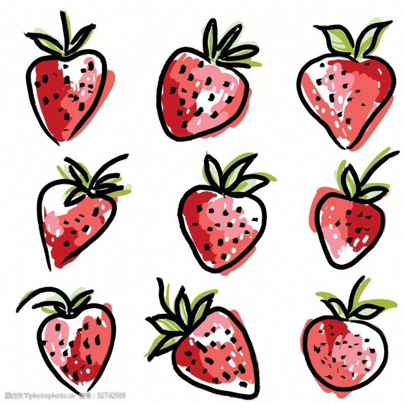 方格草莓涂鸦可爱小图案