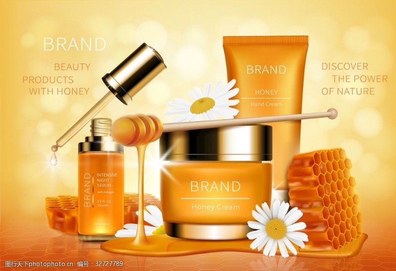 蜂蜜护肤橙色暖色化妆品创意背景