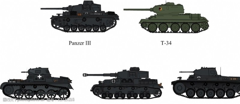 第一名二战著名坦克矢量侧视图