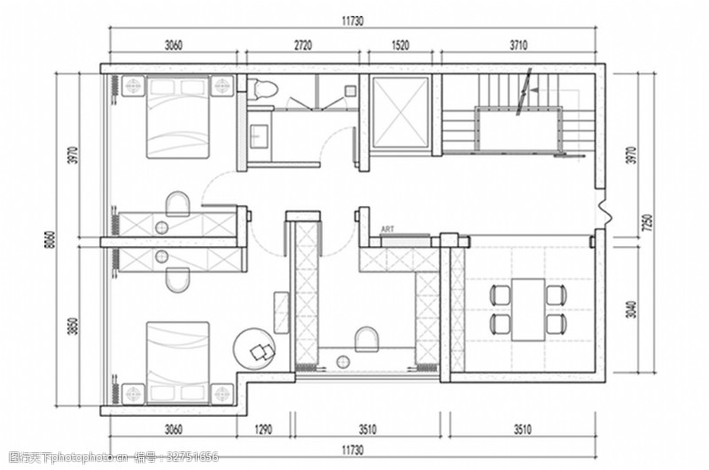 别墅平面方案别墅室内CAD平面方案
