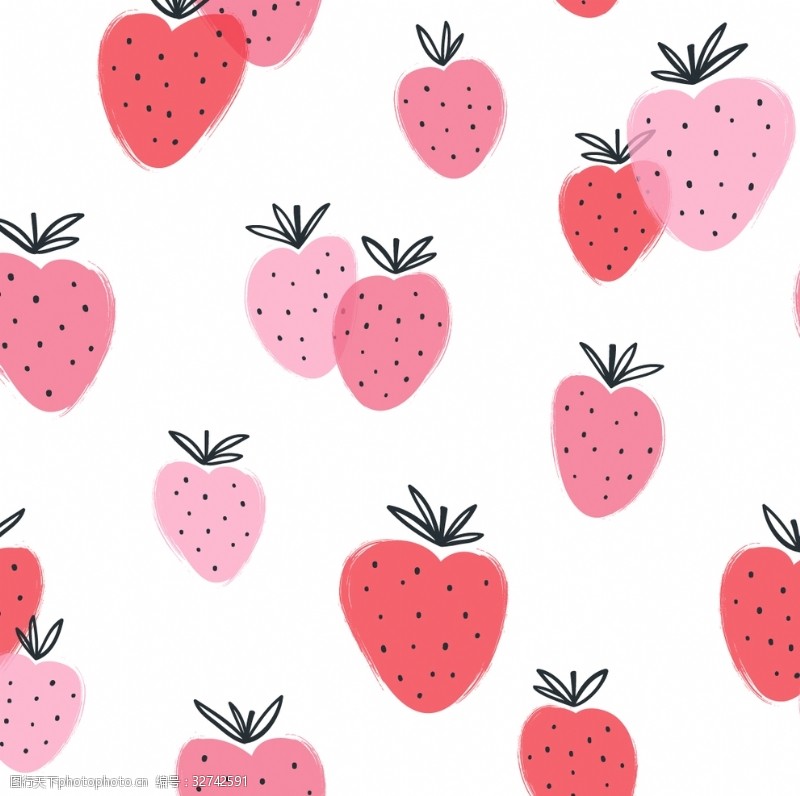 方格卡通草莓儿童画平铺图