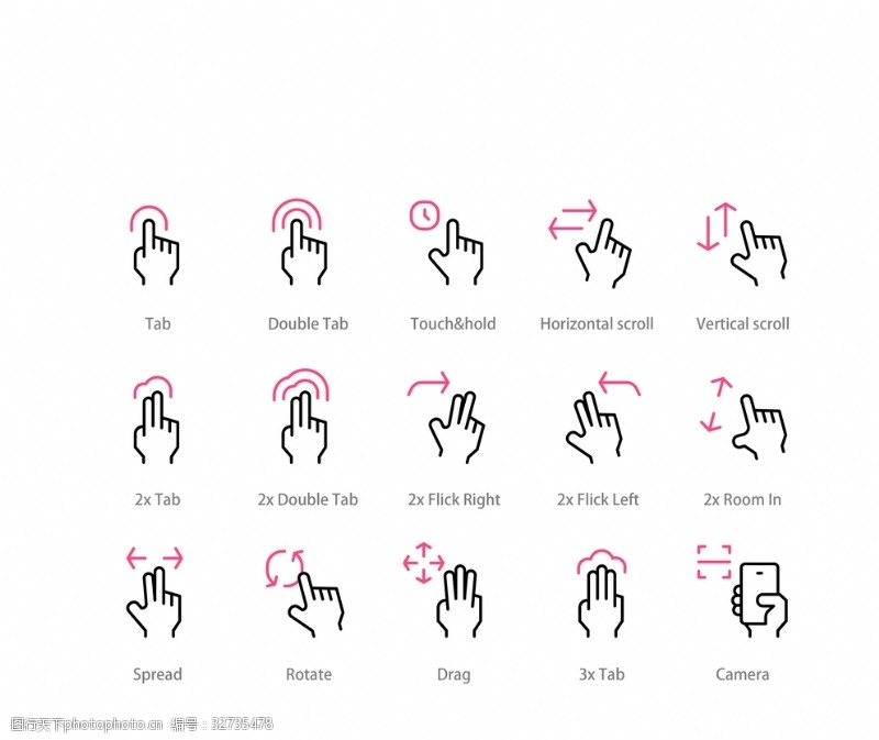 鼠标指针触屏手势图标矢量素材
