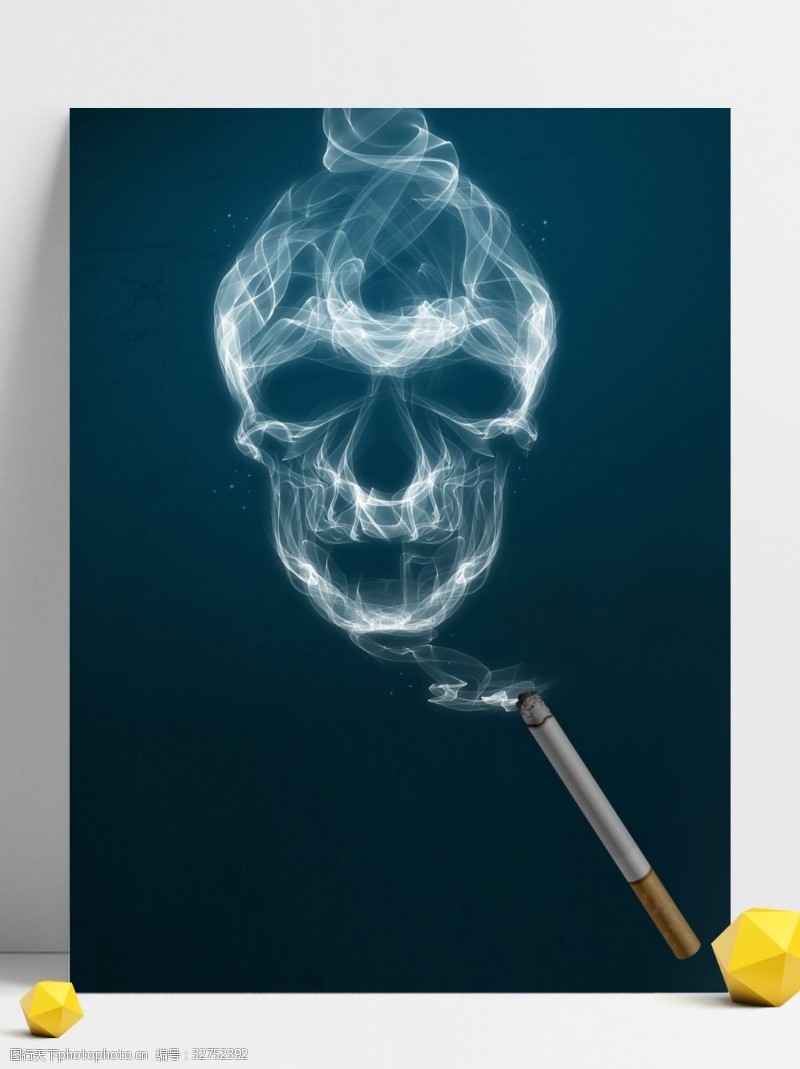 蓝色展板素材吸烟有害健康插画背景