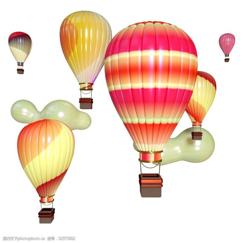 五四青年彩色热气球三维电商空间