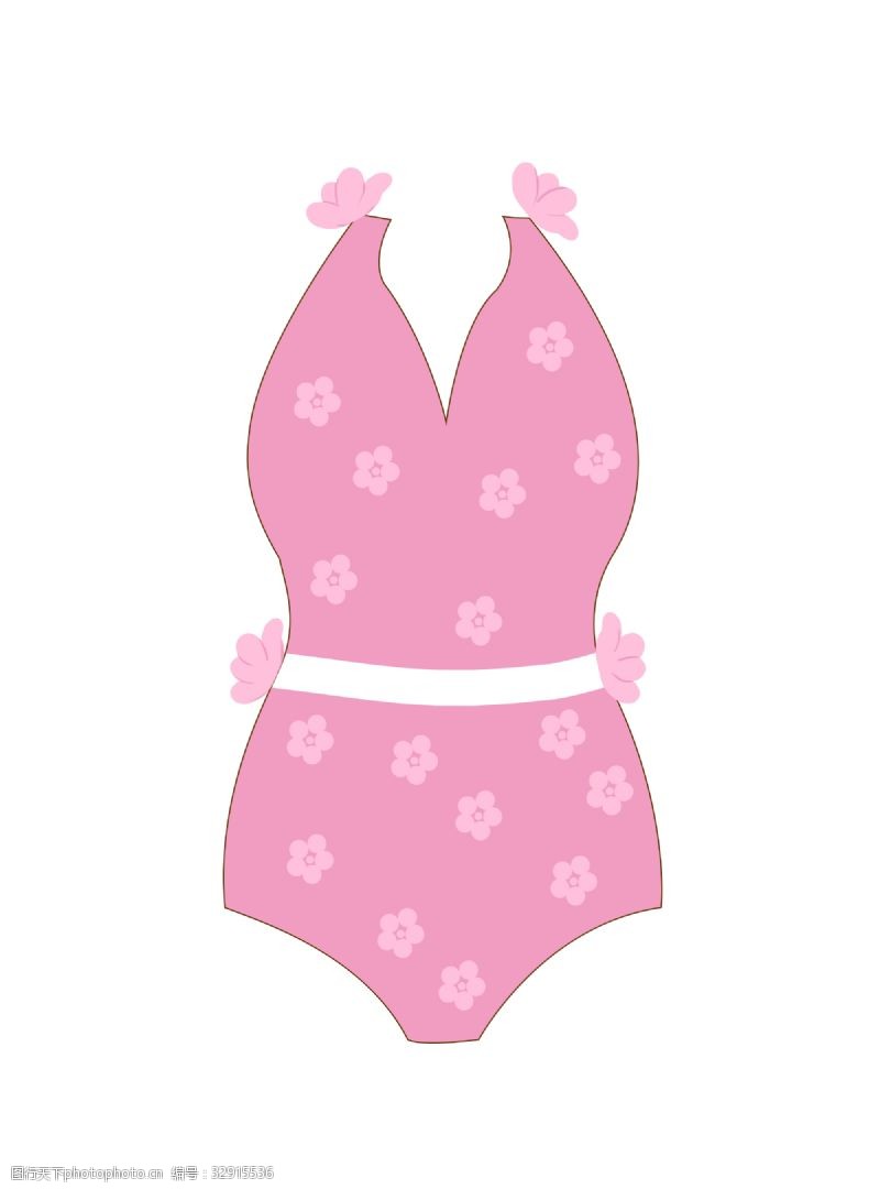 夏季连体泳衣粉色小花泳衣