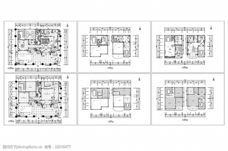 别墅平面方案别墅欧式风格设计CAD施工图