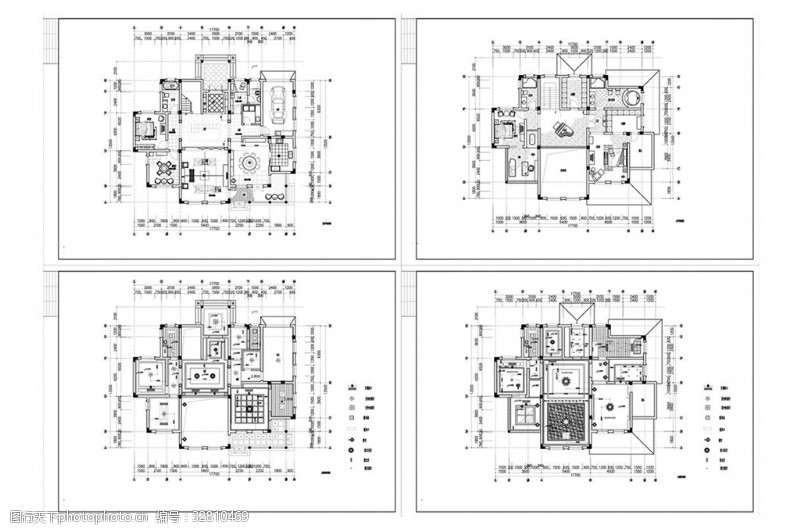 别墅平面方案别墅欧式风格装修CAD施工图