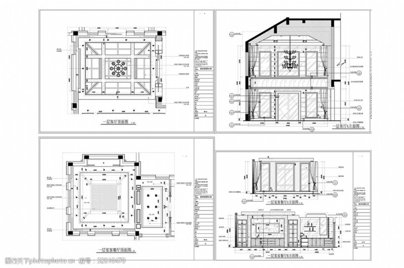 别墅平面方案别墅欧式装修CAD施工图