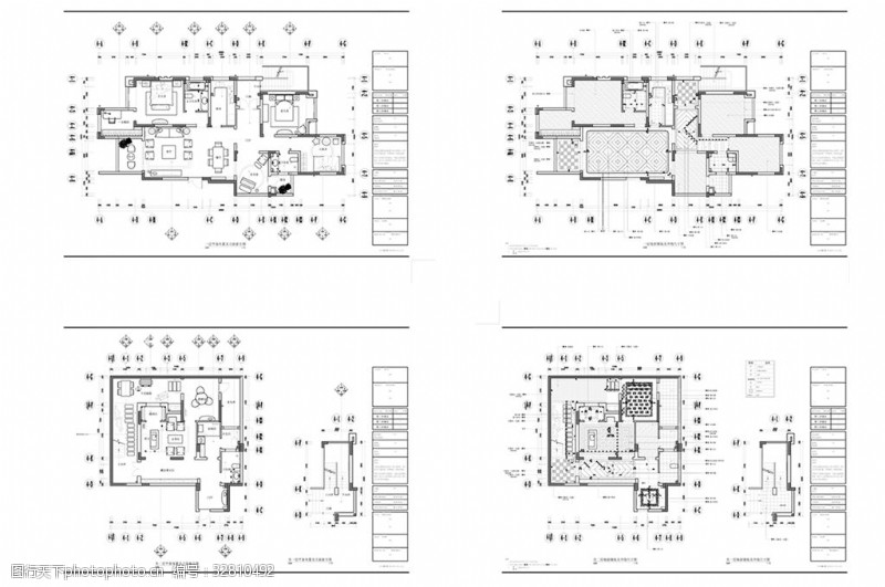 别墅平面方案别墅装修欧式风格CAD施工图纸