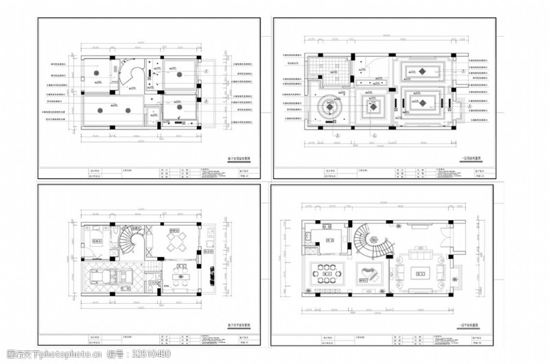 别墅平面方案别墅装修欧式风格CAD图纸