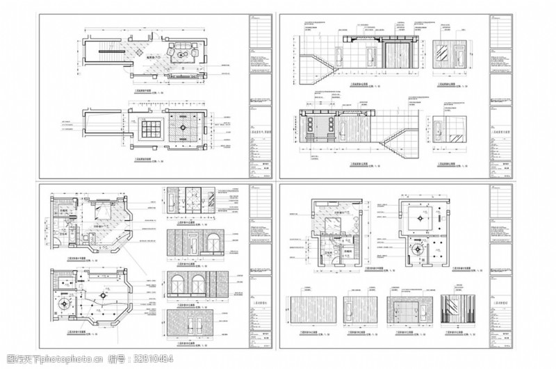 别墅平面方案别墅装修欧式风格CAD图纸