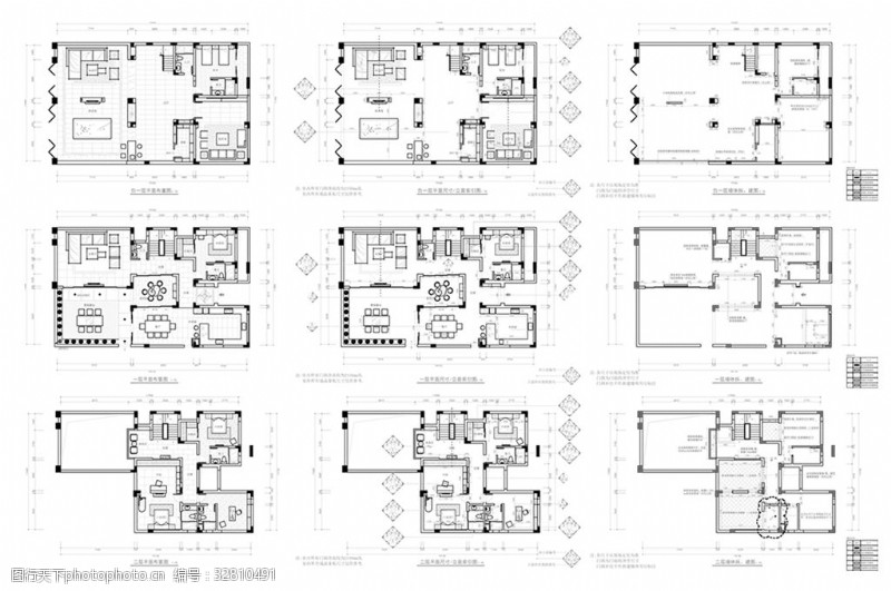 别墅平面方案豪华别墅欧式风格CAD施工图