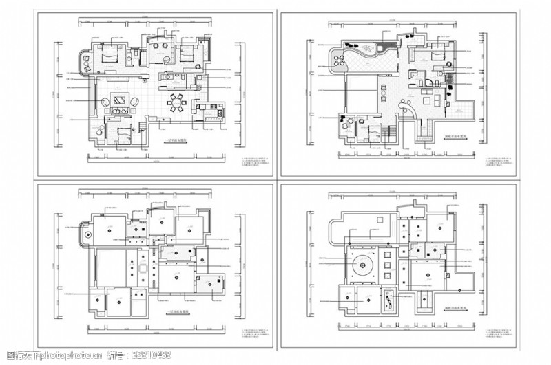 别墅平面方案欧式风格别墅CAD图纸