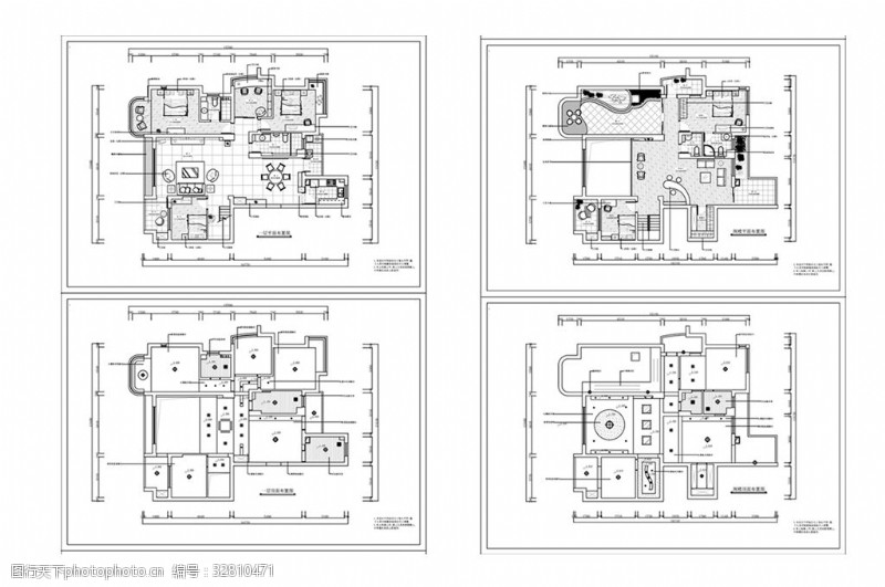 别墅平面方案欧式风格别墅装修CAD施工图