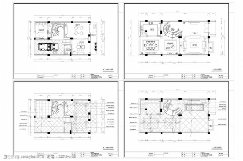 别墅平面方案欧式风格别墅装修CAD图纸