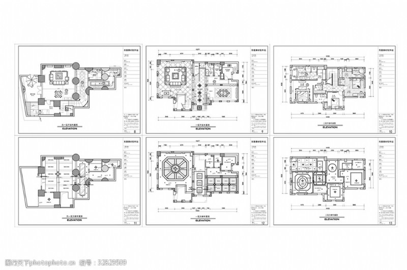 别墅平面方案欧式装修风格别墅CAD图纸
