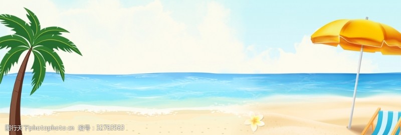 夏天文案夏天沙滩海边海报