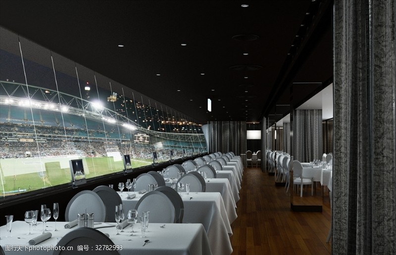 3d足球场球场餐厅模型