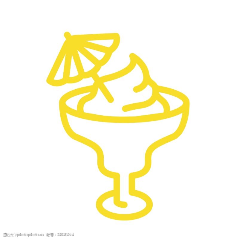 图标按钮黄色冰淇淋图标免扣图