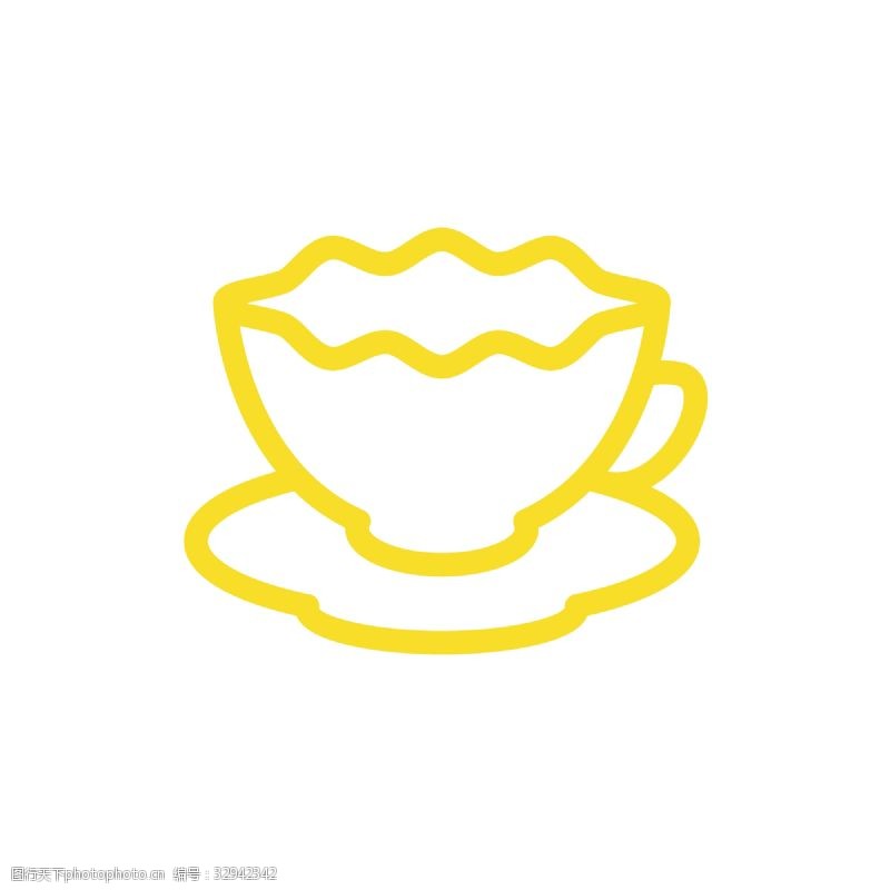 图标按钮黄色咖啡杯图标免扣图
