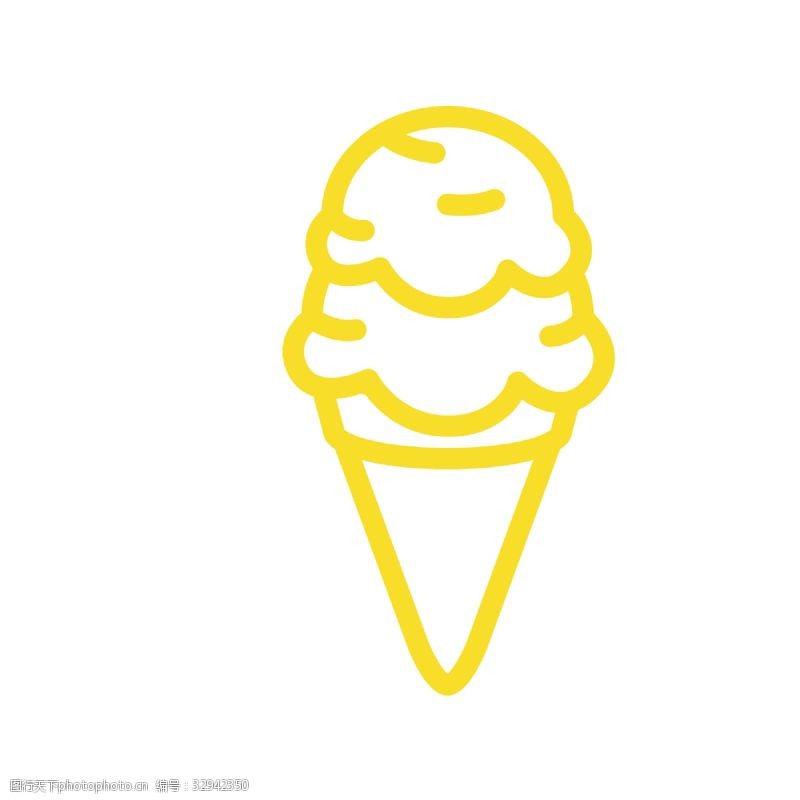 图标按钮黄色卡通冰淇淋蛋筒图标