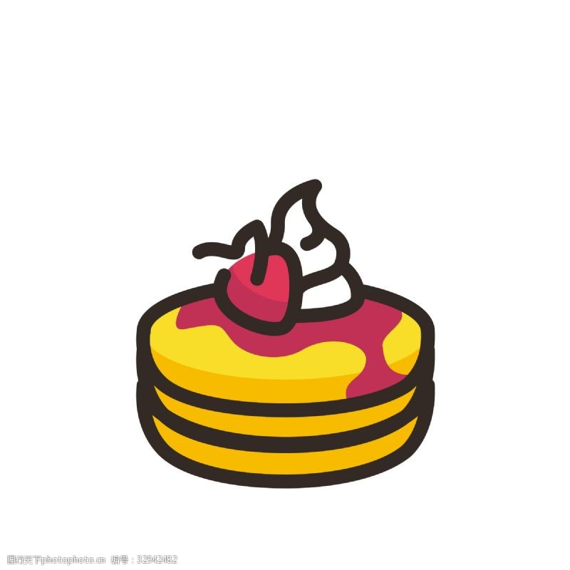 图标按钮卡通黄色的水果冰淇淋蛋糕图标