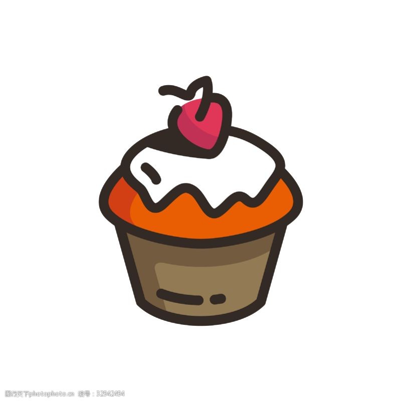 图标按钮卡通殷桃冰淇淋杯子蛋糕