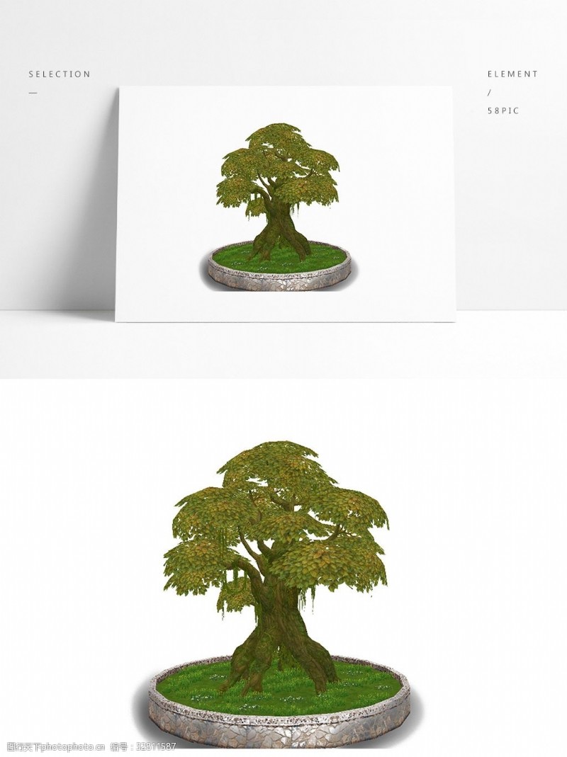 3d模型通用绿色植物模型花坛大树