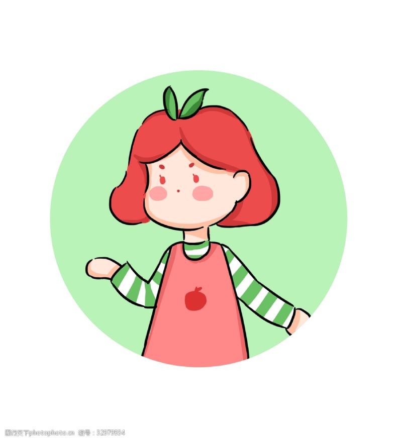夏日苹果女孩拟人水果卡通创意头像