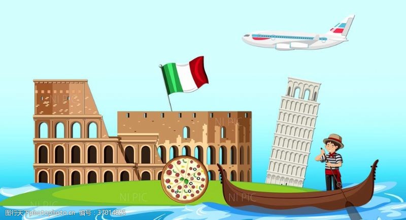 飞机背景视频意大利地标