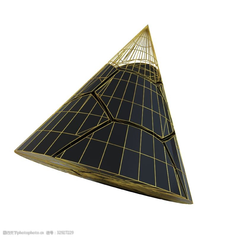 霸气立体图3d立体简约霸气黑金三角锥陨石几何图形