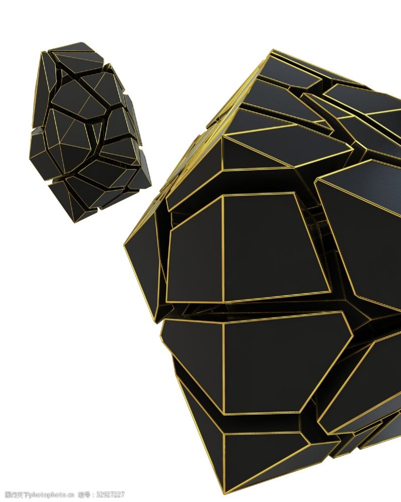 3d立体简约霸气黑金陨石几何图形