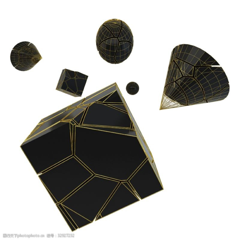 霸气立体图3d立体简约霸气黑金陨石几何圆形