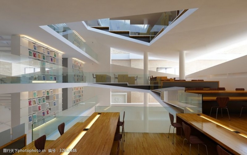3d模型现代图书馆
