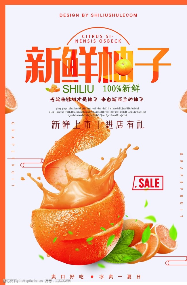 水果茶展板柚子海报