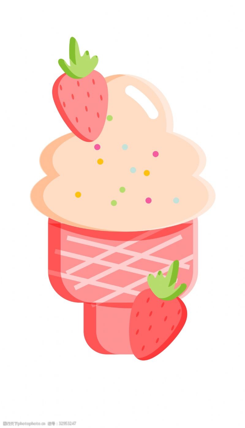草莓冰淇淋草莓旋转冰淇淋