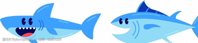 海洋生物蓝色鱼类鲨鱼鲸鱼海洋